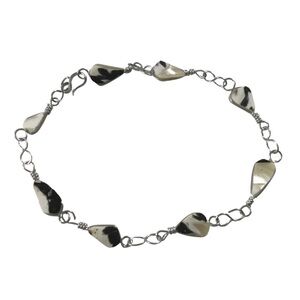 Vintage dainty silver tone mother of pearl bracelet